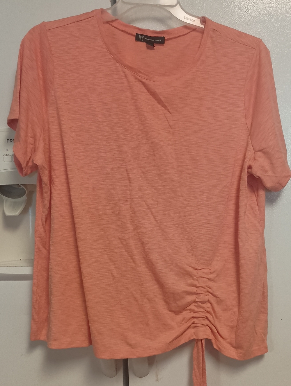 INC International Concepts Coral Drawstring Short Sleeve Tee. Women's Size 2x